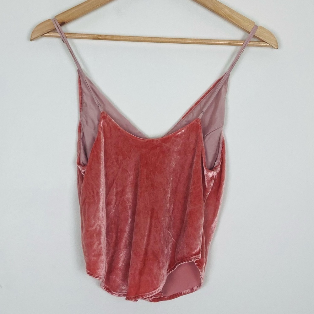 Fleur du mal pink silk blend v-neck camisole with silk lining. Size small. - Picture 3 of 5